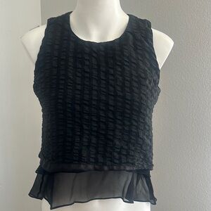 Jonathan Simkhai Size XS Elegant Black Silk Textured Sleeveless Top